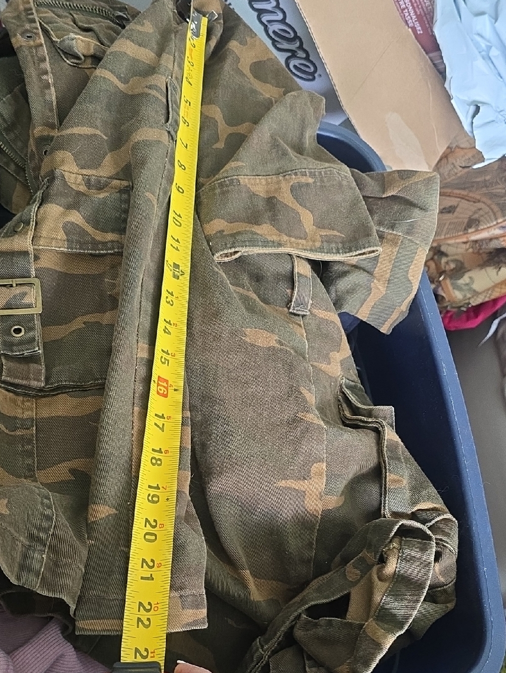 Vintage Camo Military Jacket Heavy Denim - L - Picture 11 of 11